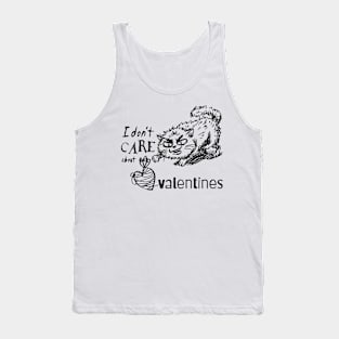 Funny Cat with Anti-valentine Text Tank Top